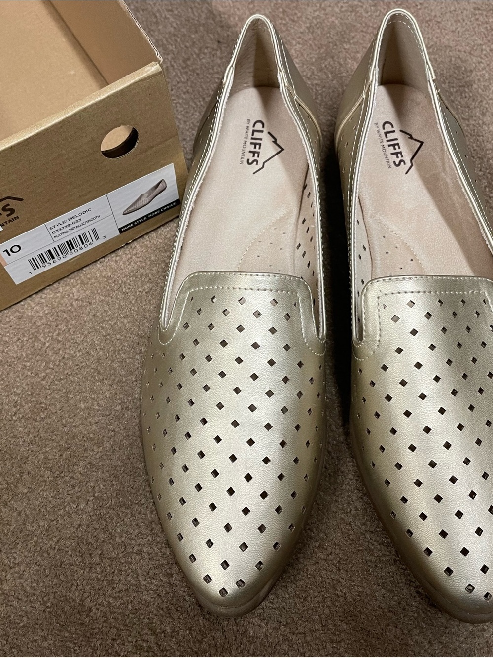Cliffs by WHITE MOUNTAIN Metallic Gold Perforated Slip-On Flats